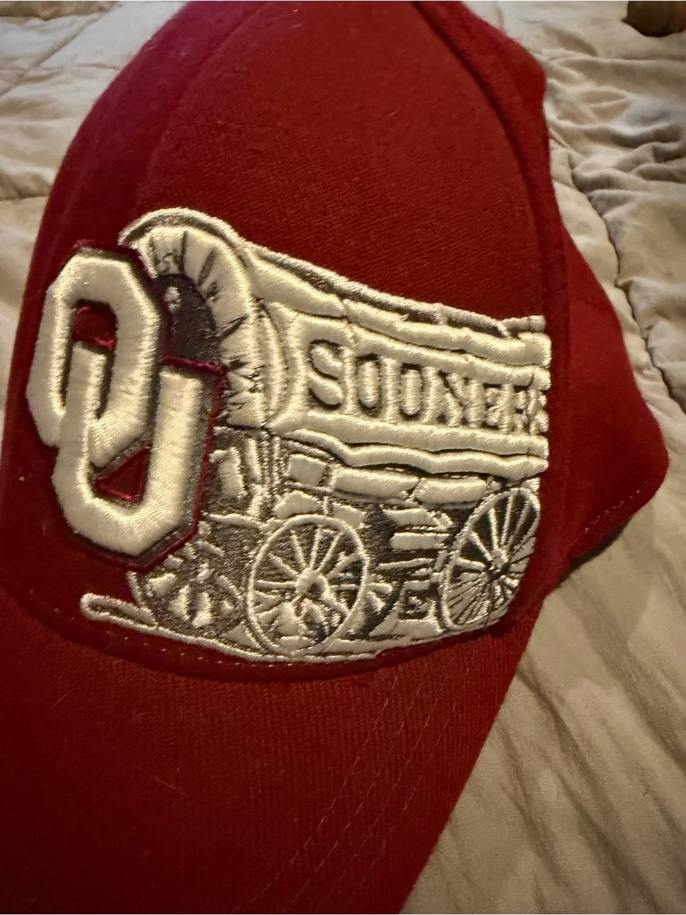 Top of the World Crimson Kids Baseball Cap with OU Wagon Patch Sooners